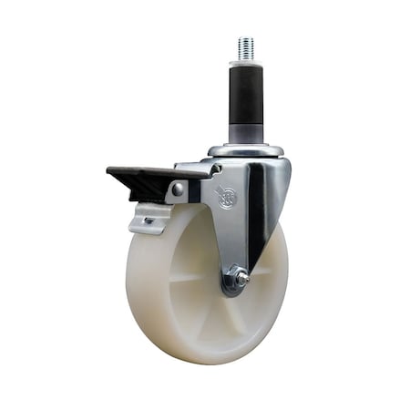 Service Caster 5'' Nylon Swivel 1-1/8'' Expanding Stem Caster with Brake SCC-EX20S514-NYS-PLB-118